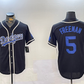 Los Angeles Dodgers #5 Freddie Freeman Number Blue Cool Base Stitched Baseball Jersey