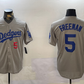 Los Angeles Dodgers #5 Freddie Freeman Number Grey Cool Base Stitched Baseball Jersey
