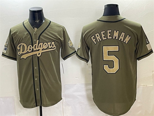 Los Angeles Dodgers #5 Freddie Freeman Olive 2026 Armed Forces Day Stitched Jersey