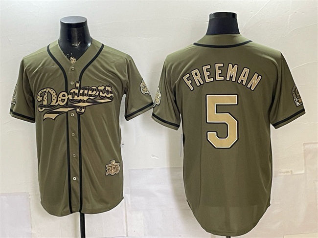 Los Angeles Dodgers #5 Freddie Freeman Olive 2026 Armed Forces Day Stitched Jersey 2