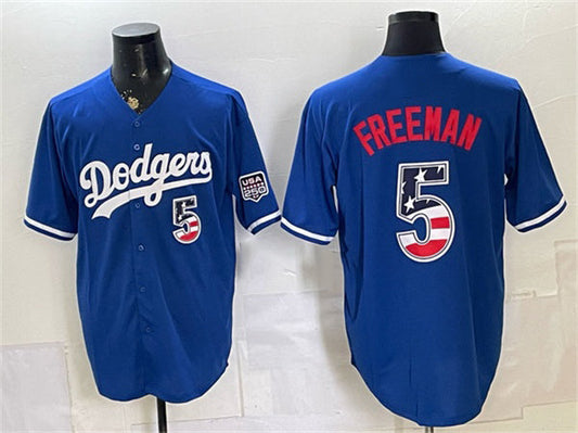 Los Angeles Dodgers #5 Freddie Freeman Royal 250 Fourth of July Stitched Baseball Jersey