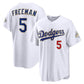 Los Angeles Dodgers #5 Freddie Freeman White 2026 Gold Collection Stadium Stitched Baseball Jersey