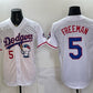 Los Angeles Dodgers #5 Freddie Freeman White Hello Kitty Night 2025 World Series Champions Patch Stitched Jersey
