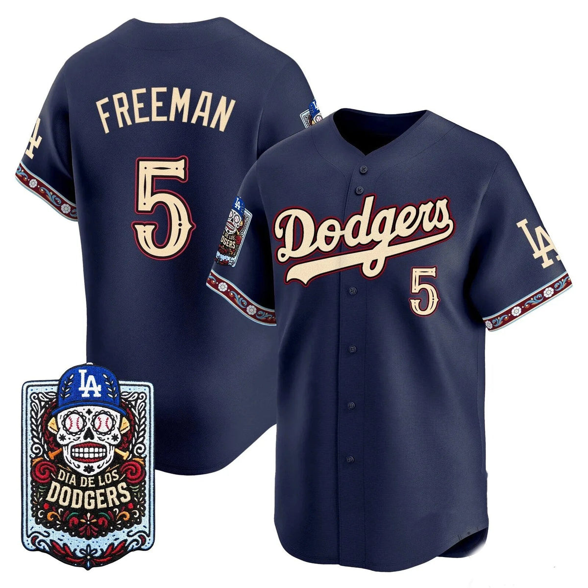 Los Angeles Dodgers #5 Freddie Freeman x Dia De Los Muertos Navy 2026 Baseball Jersey