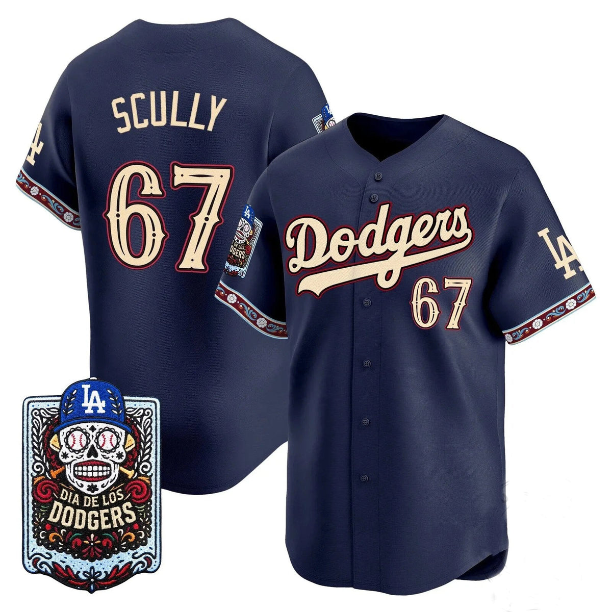 Los Angeles Dodgers #67 Vin Scully x Dia De Los Muertos Navy 2026 Baseball Jersey