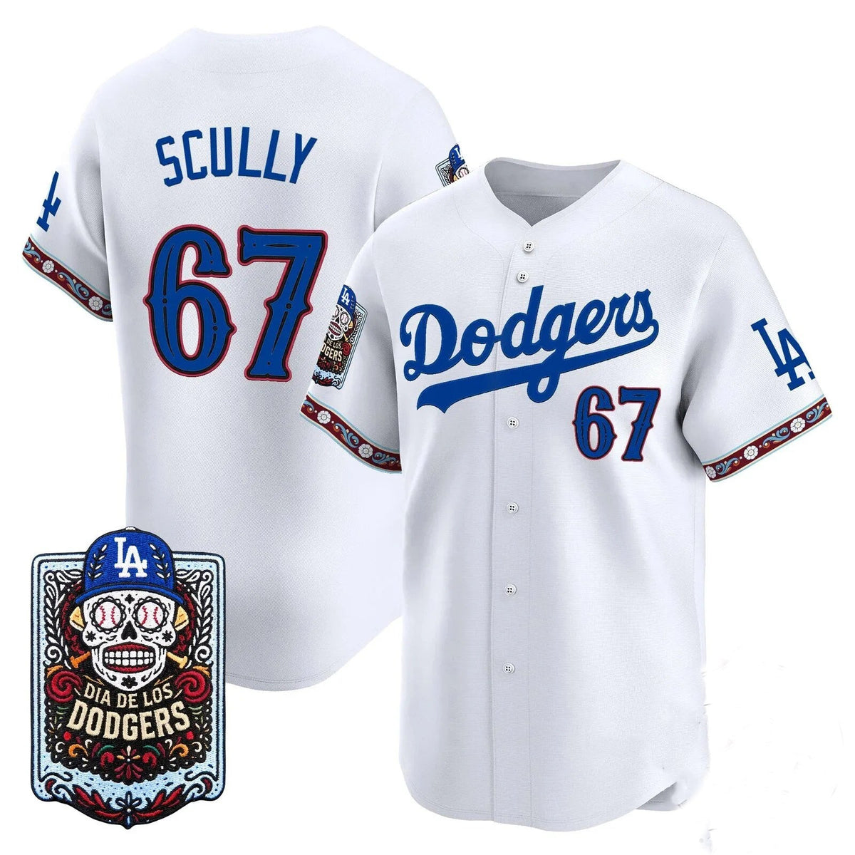 Los Angeles Dodgers #67 Vin Scully x Dia De Los Muertos White 2026 Baseball Jersey
