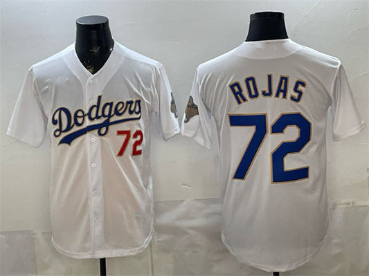 Los Angeles Dodgers #72 Miguel Rojas White 2026 Gold Collection Stadium Stitched Baseball Jersey
