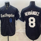 Los Angeles Dodgers #8 Enrique Hern¨¢ndez Black 2025 World Series Champions Patch 'Gothic Edition' Vapor Premier Limited Stitched Baseball Jersey