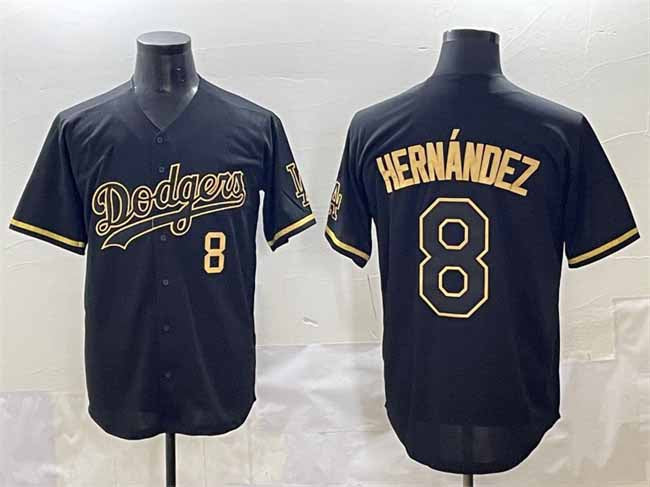 Los Angeles Dodgers #8 Enrique Hernández Black Gold Limited Stitched Baseball Jerseys