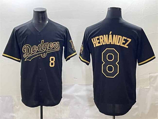 Los Angeles Dodgers #8 Enrique Hernández Black Gold Limited Stitched Baseball Jerseys