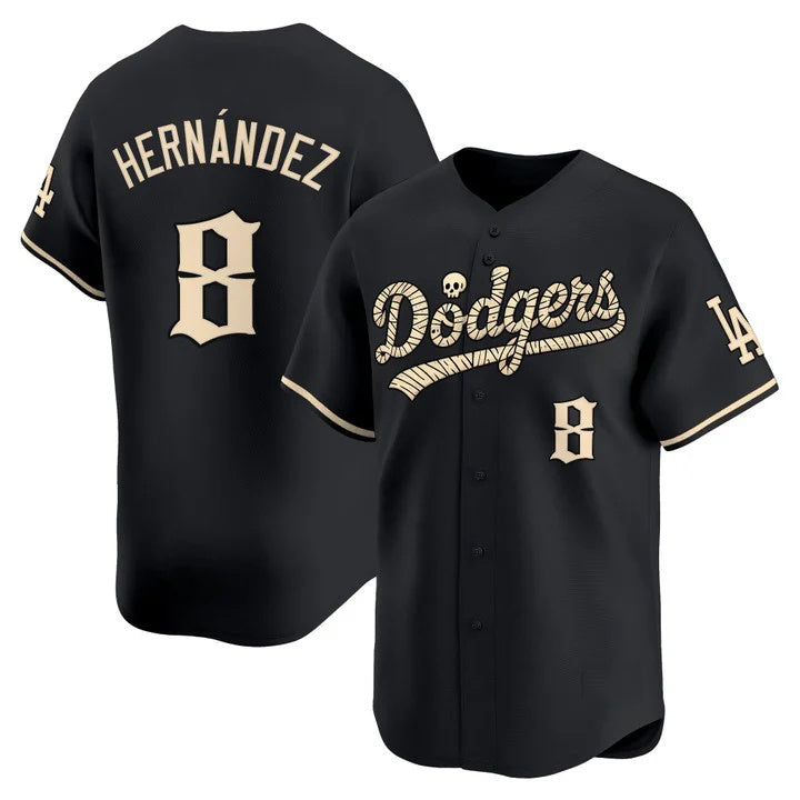 Los Angeles Dodgers #8 Enrique Hernandez Black 'Halloween Mummy Edition' Premier Limited Jersey - Stitched Baseball Jersey