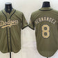 Los Angeles Dodgers #8 Enrique Hern¨¢ndez Olive 2026 Armed Forces Day Stitched Jersey