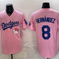 Los Angeles Dodgers #8 Enrique Hern¨¢ndez Pink 2025 Hello Kitty Vapor Limited Stitched Jersey