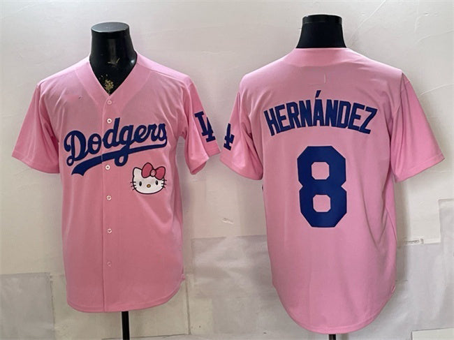Los Angeles Dodgers #8 Enrique Hern¨¢ndez Pink 2025 Hello Kitty Vapor Limited Stitched Jersey