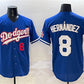 Los Angeles Dodgers #8 Enrique Hernández Royal With American Flag Patch Limited Stitched Baseball Jersey