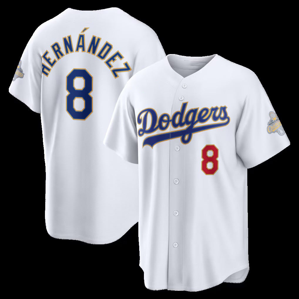 Los Angeles Dodgers #8 Enrique Hernández White 2026 Gold Collection Stadium Stitched Baseball Jersey