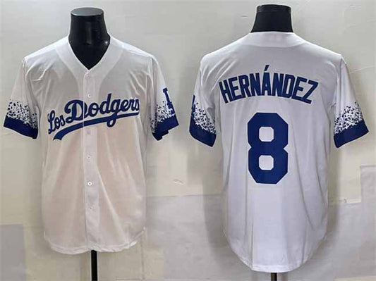Los Angeles Dodgers #8 Enrique Hernández White City Connect Cool Base Stitched Baseball Jersey