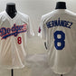 Los Angeles Dodgers #8 Enrique Hernández White With American Flag Patch Limited Stitched Baseball Jersey
