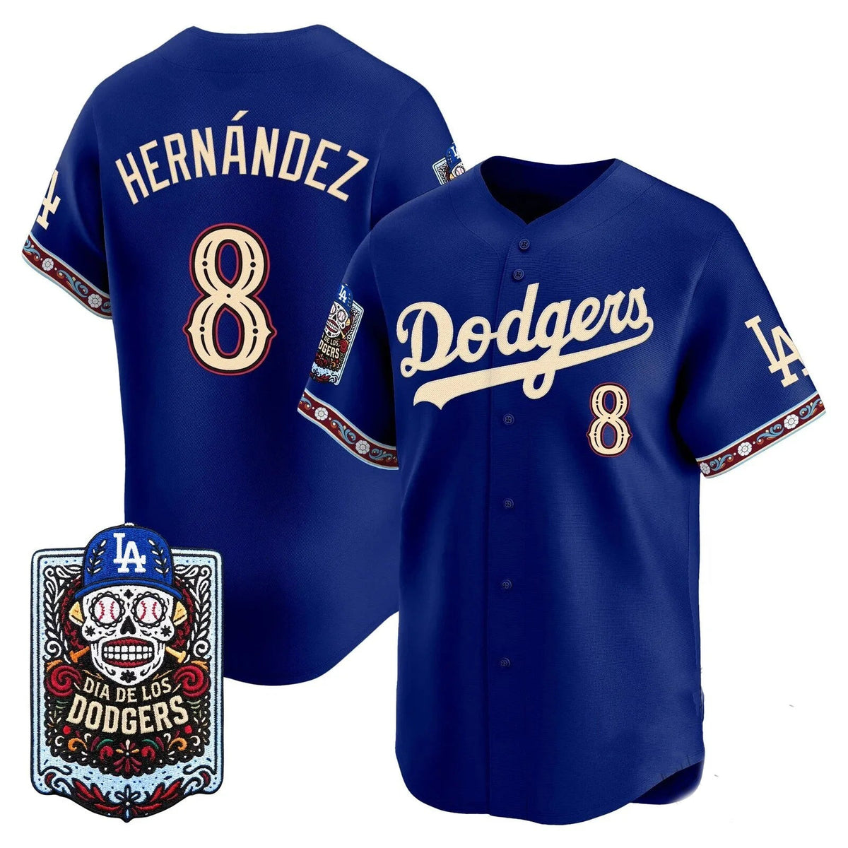 Los Angeles Dodgers #8 Enrique Hern¨¢ndez x Dia De Los Muertos Royal 2026 Baseball Jersey