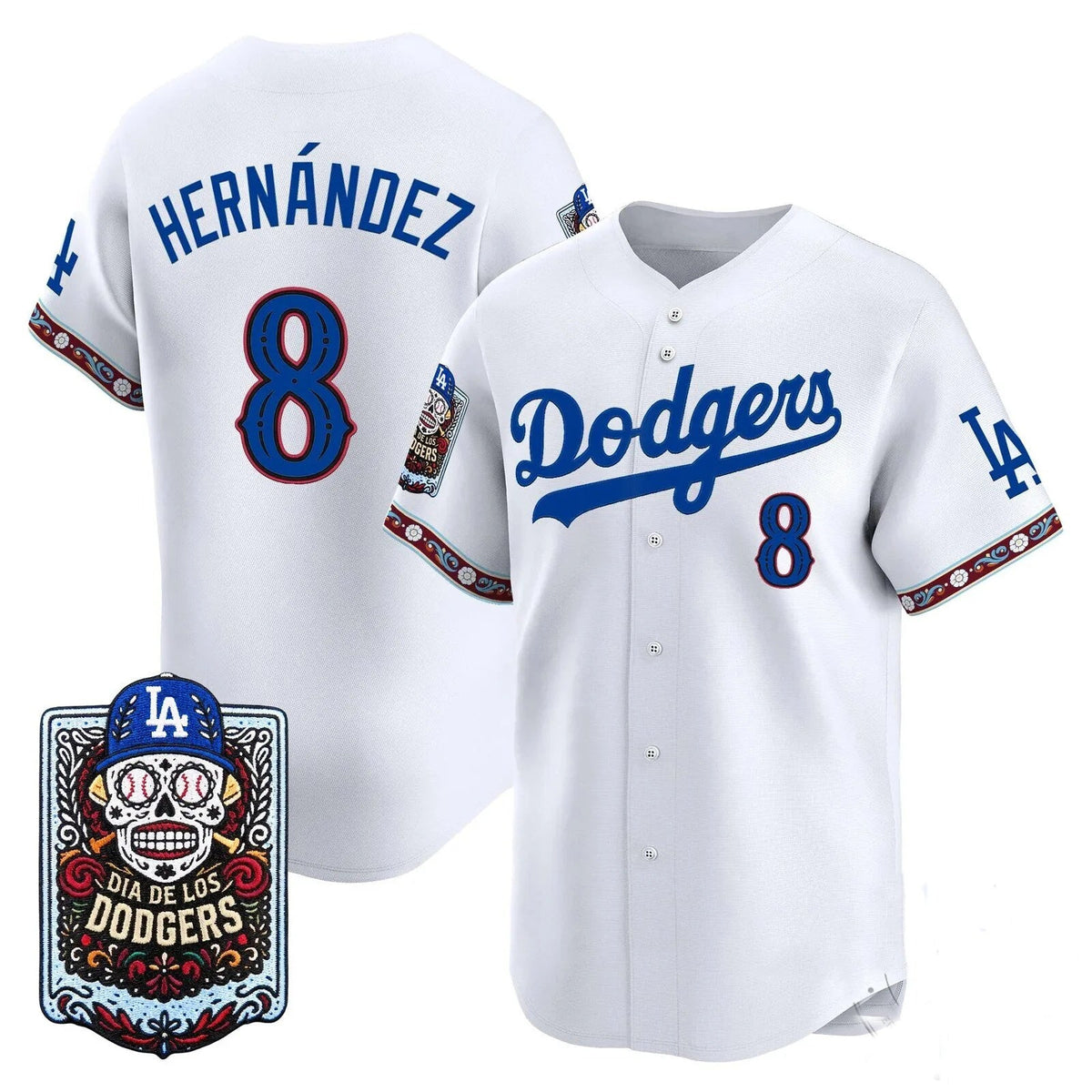 Los Angeles Dodgers #8 Enrique Hern¨¢ndez x Dia De Los Muertos White 2026 Baseball Jersey