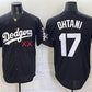 Los Angeles Dodgers x KAWS #17 Shohei Ohtani Black Vapor Premier Limited Stitched Baseball Jersey