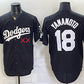 Los Angeles Dodgers x KAWS #18 Yoshinobu Yamamoto Black Vapor Premier Limited Stitched Baseball Jersey