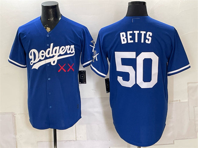 Los Angeles Dodgers x KAWS #50 Mookie Betts Royal Vapor Premier Limited Stitched Baseball Jersey