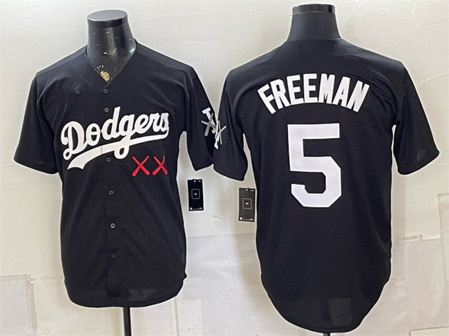 Los Angeles Dodgers x KAWS #5 Freddie Freeman Black Vapor Premier Limited Stitched Baseball Jersey