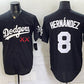 Los Angeles Dodgers x KAWS #8 Enrique Hern¨¢ndez Black Vapor Premier Limited Stitched Baseball Jersey