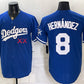 Los Angeles Dodgers x KAWS #8 Enrique Hern¨¢ndez Royal Vapor Premier Limited Stitched Baseball Jersey