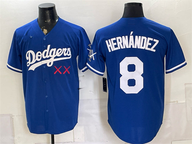 Los Angeles Dodgers x KAWS #8 Enrique Hern¨¢ndez Royal Vapor Premier Limited Stitched Baseball Jersey