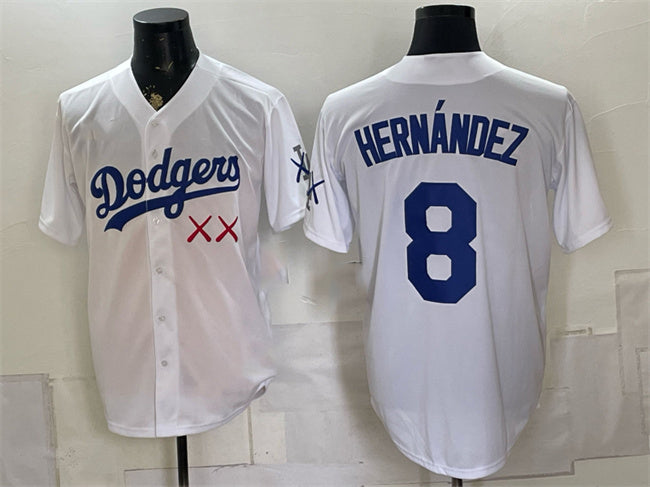Los Angeles Dodgers x KAWS #8 Enrique Hern¨¢ndez White Vapor Premier Limited Stitched Baseball Jersey