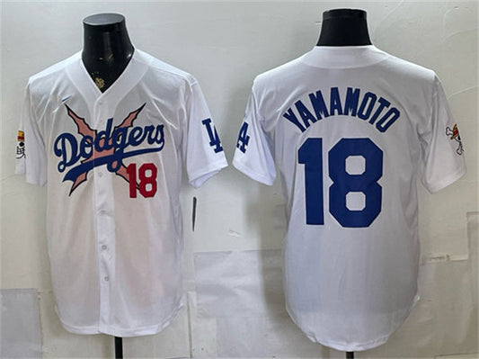 Los Angeles Dodgers x One Piece #18 Yoshinobu Yamamoto White Vapor Premier Limited Stitched Baseball Jersey
