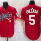 Los Angeles Dodgers x One Piece #5 Freddie Freeman Red Vapor Premier Limited Stitched Baseball Jersey