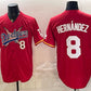 Los Angeles Dodgers x One Piece #8 Enrique Hern¨¢ndez Red Vapor Premier Limited Stitched Baseball Jersey