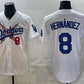 Los Angeles Dodgers x One Piece #8 Enrique Hern¨¢ndez White Vapor Premier Limited Stitched Baseball Jersey