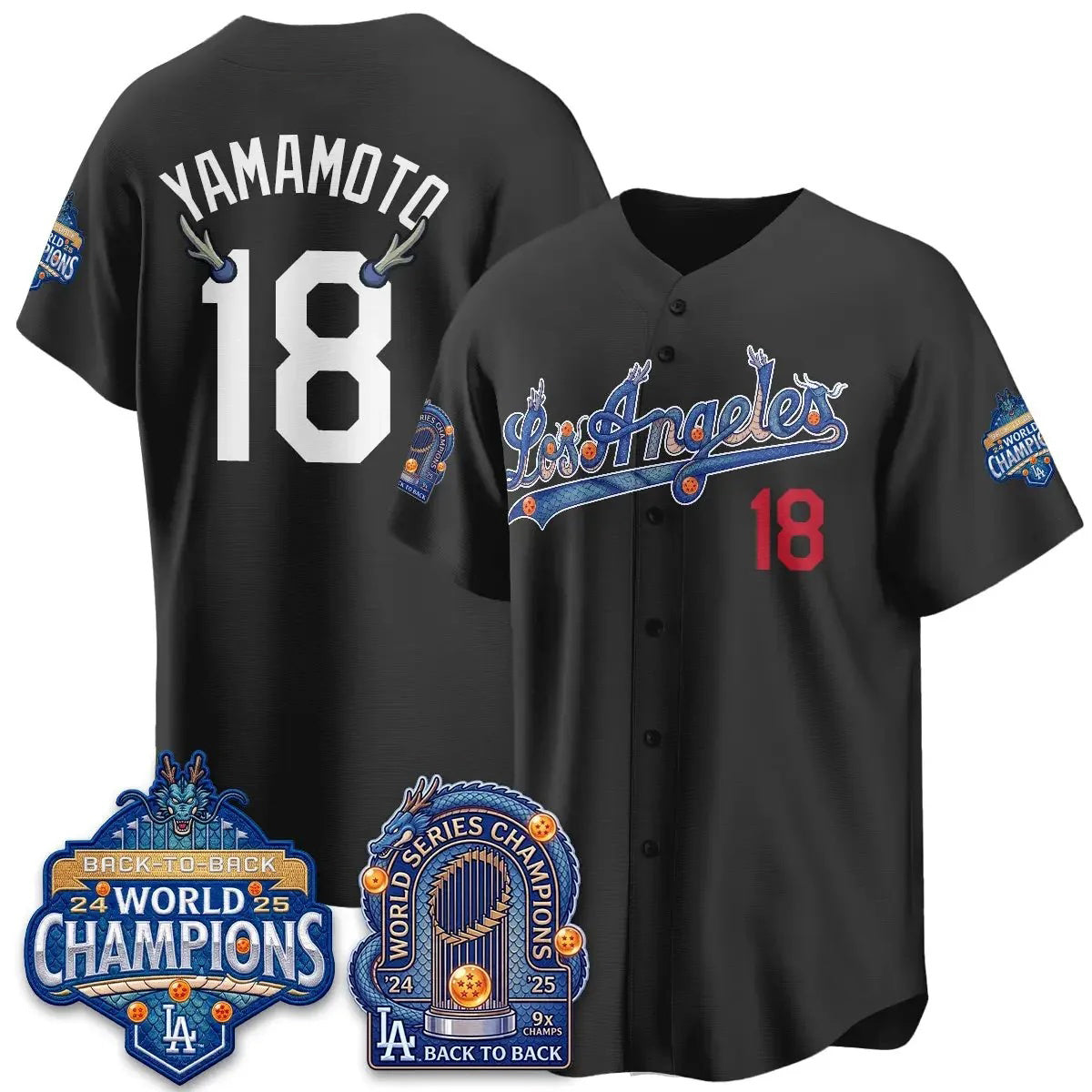 Los Angeles Dodgers #18 Yoshinobu Yamamoto DB Night Black Puhics 2026 Vapor Jersey - Stitched