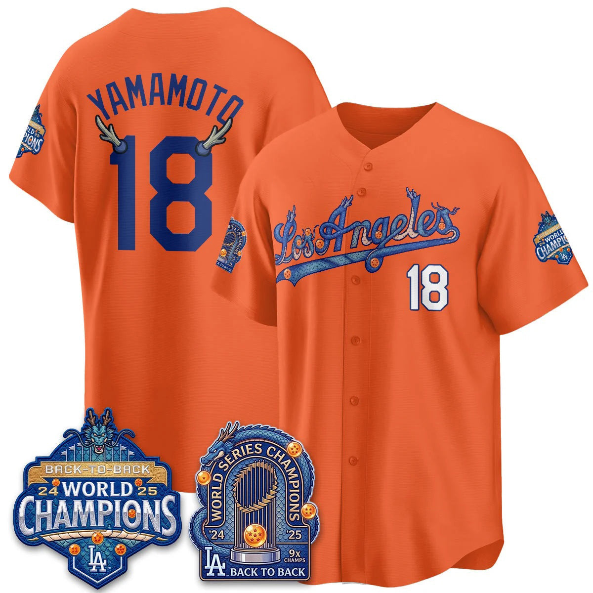 Los Angeles Dodgers #18 Yoshinobu Yamamoto DB Night Orange Puhics 2026 Vapor Jersey - Stitched