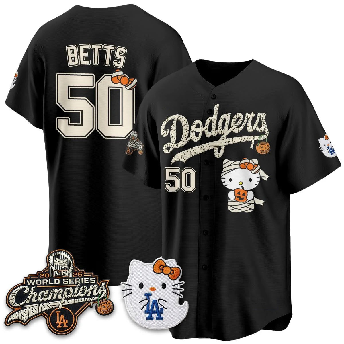 Los Angeles Dodgers #50 Mookie Betts Black Puhics Halloween 2026 Vapor V2 Stitched Jersey
