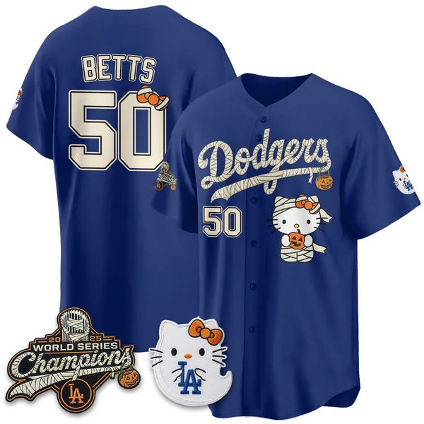 Los Angeles Dodgers #50 Mookie Betts Royal Puhics Halloween 2026 Vapor V2 Stitched Jersey