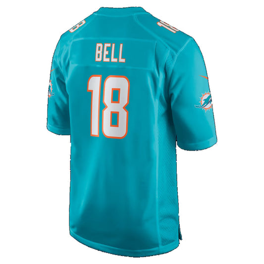 M.Dolphins #18 Chris Bell Aqua Puhics Game Jersey