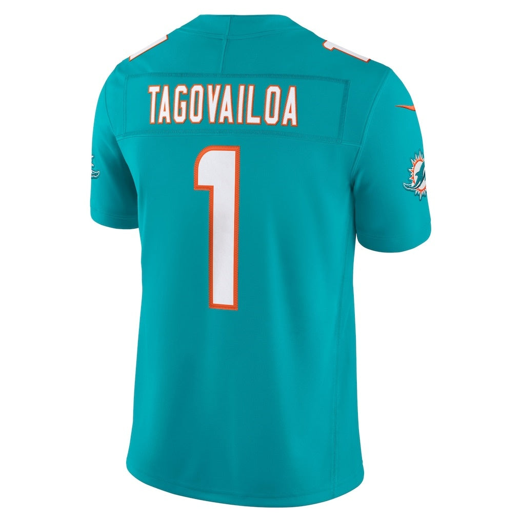 M.Dolphins #1 Tua Tagovailoa Aqua Team Vapor F.U.S.E. Stitched Limited Football Jersey