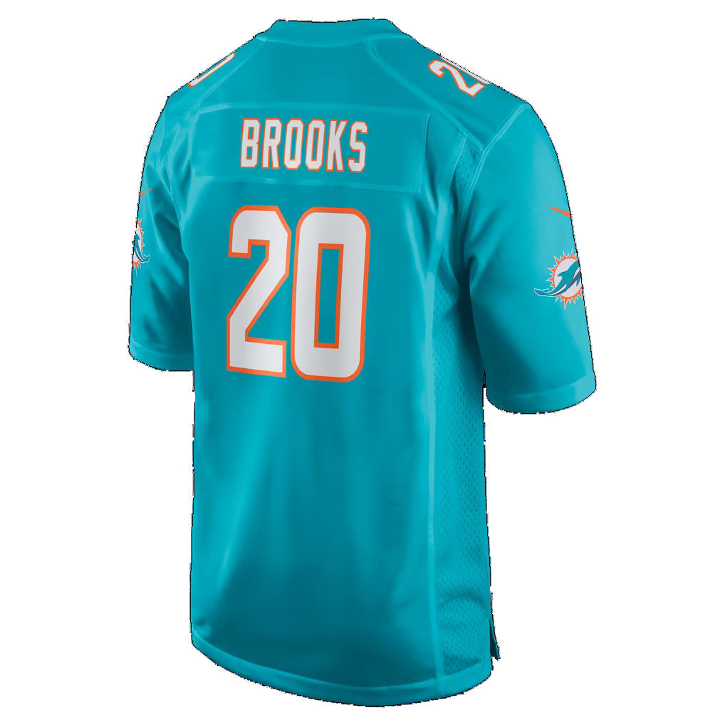 M.Dolphins #20 Jordyn Brooks Aqua Game Football Jersey