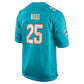 M.Dolphins #25 Julius Wood Aqua Team Game Football Jersey