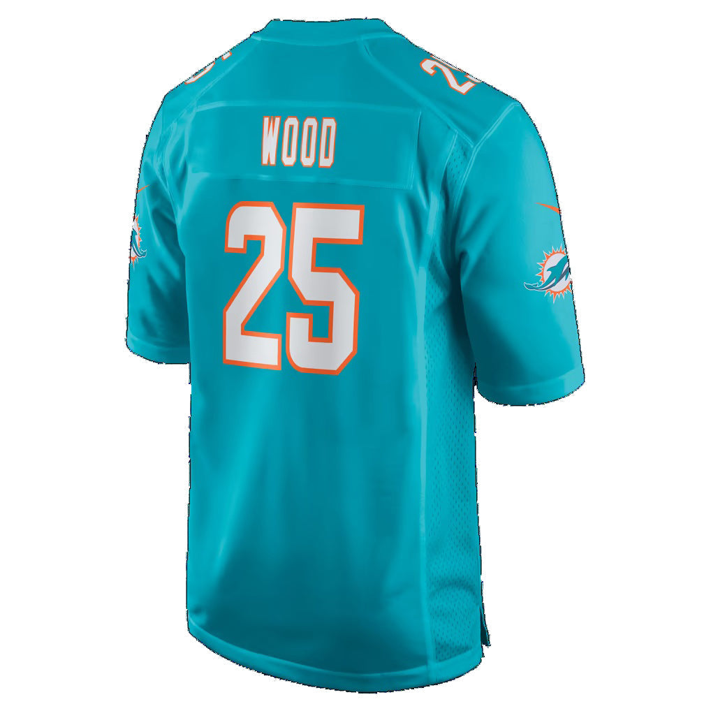 M.Dolphins #25 Julius Wood Aqua Team Game Football Jersey