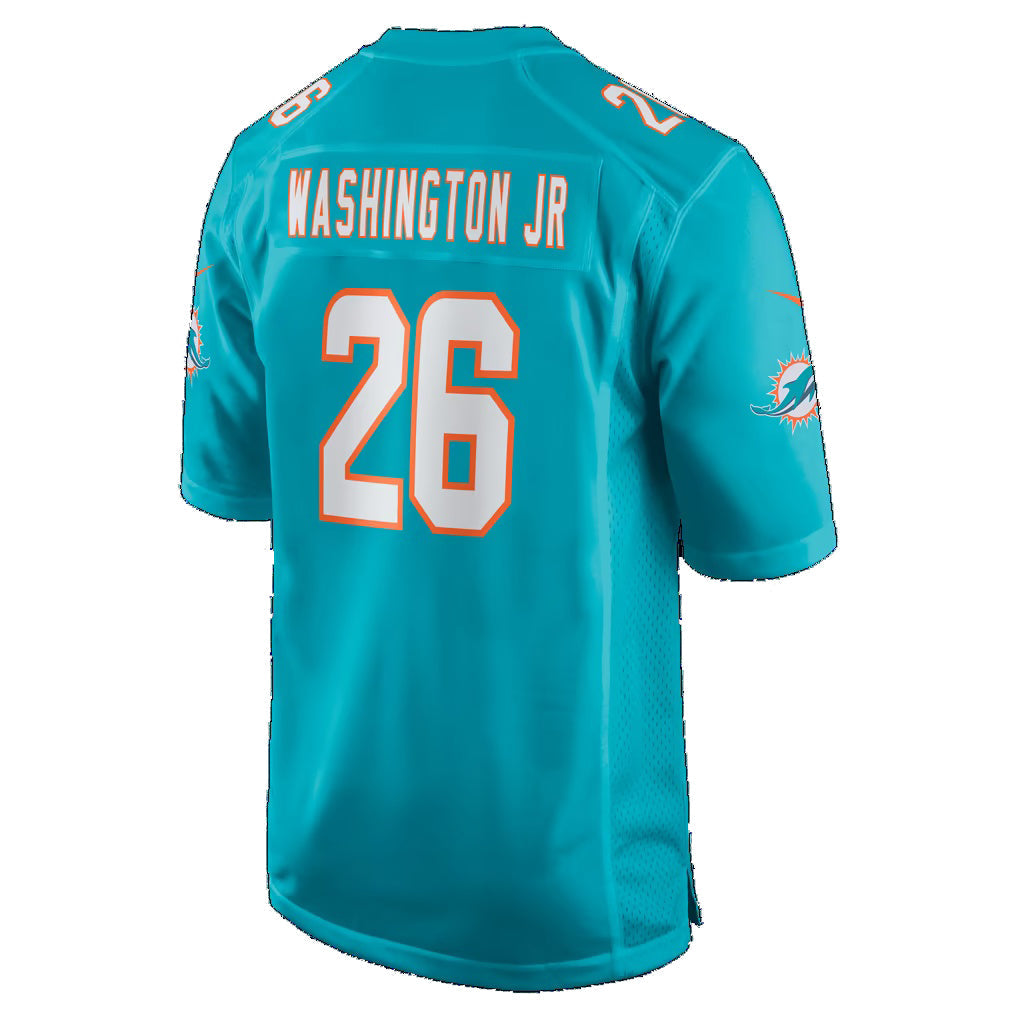 M.Dolphins #26 Carlos Washington Jr. Aqua Team Game Football Jersey
