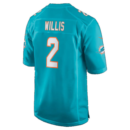 M.Dolphins #2 Malik Willis Aqua Game Football Jersey