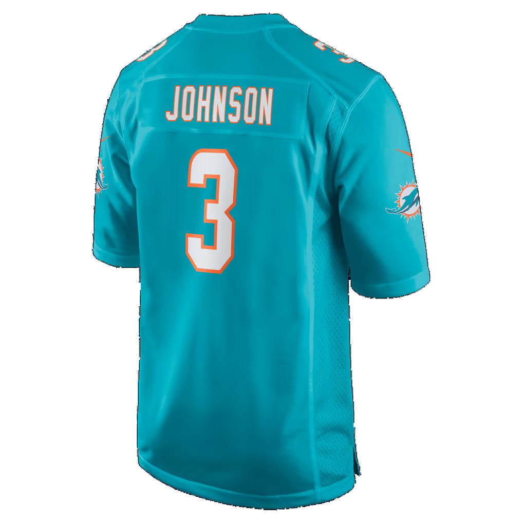 M.Dolphins #3 Chris Johnson Aqua Game Football Jersey