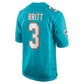 M.Dolphins #3 K.J. Britt Aqua Team Game Stitched American Football Jerseys