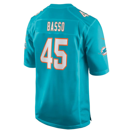 M.Dolphins #45 Luke Basso Aqua Puhics Team Game Jersey